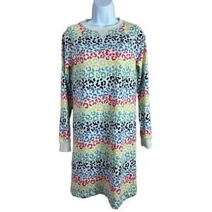 Boden Rainbow Animal Print Sweatshirt Dress Sz 4 Long-Sleeve Knee Length